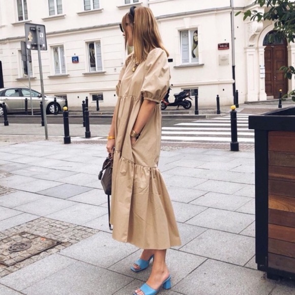 zara cream midi dress